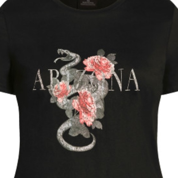 City Chic CCX 16W-24W Hi Lo Black Arizona Rose and Serpent Tee H97.8 - Picture 6 of 8